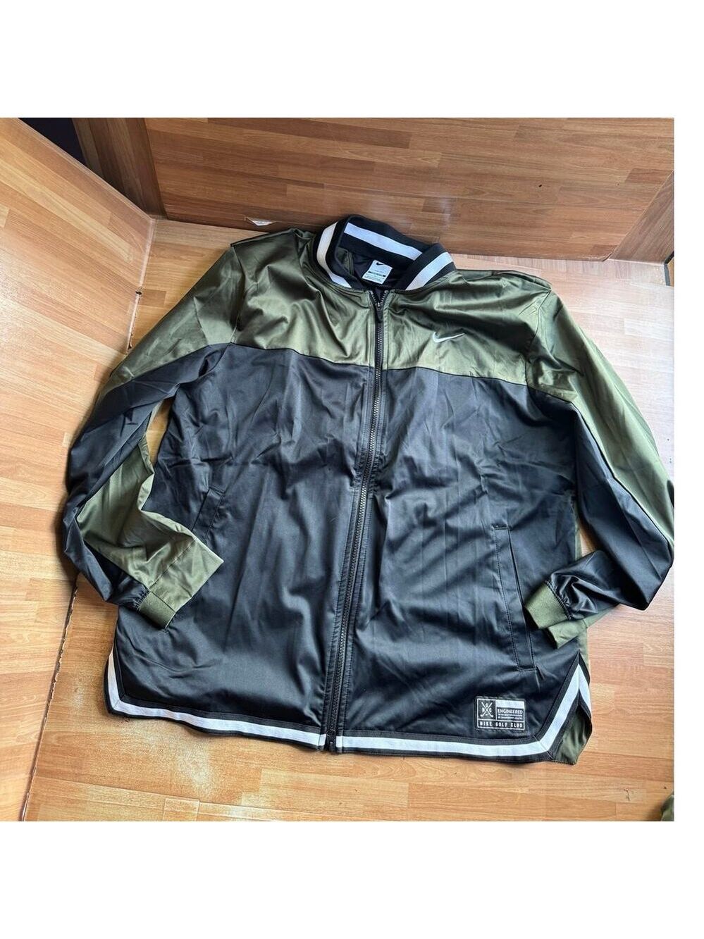 Nike Golf Club Bomber Jacket in black and cargo khaki size large